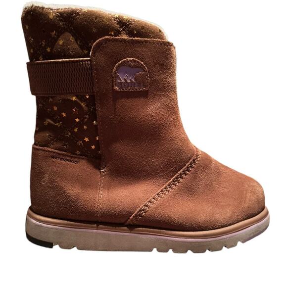 Sorel Rylee Boot Girls swede size 3 w'gold star accents and elastic ankle strap - Picture 3 of 8